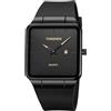 TONSHEN Uomo e Donna Orologi da Polso Unisex Acciaio Inossidabile Quadrato Quadrante Calendario Cassa e Gomma Cinturino Analogico Quarzo Orologio (Nero)