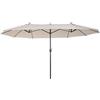 Outsunny Ombrellone Doppio da Giardino 4.6x2.7 m a 12 Stecche con Prese d'Aria e Manovella, Ombrellone per Esterni in Acciaio e Poliestere, Anti UV, Beige