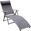 Outsunny Lettino Sedia a Sdraio da Giardino Pieghevole con Cuscino, Schienale con 7 Reclinazioni, 137x63.5x100.5cm, Grigio