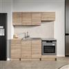 DEGHI Cucina lineare 180 cm reversibile rovere sonoma e top beige con pensili e base per forno - Sorbona