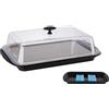 APS Espositore refrigerato vassoio inox base nera e coperchio trasparente cm 29x43x14h