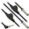 InLine 99253A - Cavo audio sottile a Y, jack 3,5 mm, ST su 2 jack BU, con controllo del volume, 0,25 m