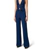 ELISABETTA FRANCHI PANTALONE IN CREPE CON PLACCA LOGO - PA07851E2 - oltremare