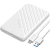 ORICO Case SSD 2.5, 6Gbps USB 3.1 Gen 1 Case Hard Disk 2.5 per 7mm e 9,5 mm, SATA I II III, SSD, Supporto UASP, TRIM, Tool Free Case HDD 2.5 SATA(Bianco, 25PW1-C)