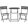 Easycomfort Set da Giardino 3 Pezzi con 2 Sedie e Tavolo Pieghevoli in Acciaio e HDPE, Grigio Scuro