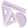 Legami - Set di Geometria, Set con Righello da 15 cm, Squadra 60° da 10 cm, Goniometro 180° per la Scuola, Custodia Inclusa, Materiale Flessibile, Tema Kitty