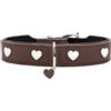 HUNTER collare per cani LOVE, colore: marrone/nero, morbida e resistente pelle bovina, cuori cuciti singolarmente, particolarmente confortevole, Made in Germany, taglia: 42