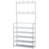 Herzberg HG03428 - Appendiabiti con scarpiera a 5 livelli, colore bianco, con ganci robusti, spazio per 20 paia di scarpe, montaggio semplice, dimensioni compatte 60 x 26 x 173 cm,