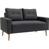 HOMCOM Divano 2 Posti Moderno in Stile Nordico con Schienale Trapuntato, in Poliestere e Legno, 145x76x88 cm, Grigio scuro