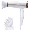 Aigostar Luna — Asciugacapelli Professionale 2200W Ionico Negativo con motore DC, 2 Velocità 3 Impostazioni di calore e pulsante Cool. Incluso Concetratore e diffusore. Pieghevole. Bianco
