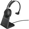Jabra Evolve2 65 USB-A MS Headset Mono con stazione di ricarica per Microsoft Teams, colore nero