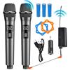 Sporgo microfono senza fili, doppio metallo microfono wireless UHF microfono wireless con ricevitore ricaricabile, microfono wireless professionale per karaoke, canto, feste, matrimoni, riunioni