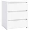 FirFurd Comodino Camera da Letto,Como e Comodini Bianco con 3 Cassetti,Cassettiera in Legno,Tavolino Moderno da Divano con cassetti per Salotto Soggiorno 45 x 55 x 38 cm