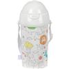 Safta PRESCUCOLAR ZOO - Bottiglia di apertura automatica, con cannuccia, bottiglia d'acqua, senza BPA, con tracolla, comoda e leggera, 500 ml, 7,3 x 19,5 cm, beige, M, Casual