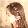 Dishowme Cerchietto per capelli con rose e perle, stile vintage anni '20, con camelia, accessorio per donne e ragazze (rosso)