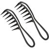JDXun 2 Pezzi Pettine a Denti Larghi, Pettine con Manico, Pettini a Denti di Squalo, Pettine Largo per Capelli Ricci Comb, Pettine Olio Vintage per Salon, Domestico