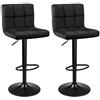 SONGMICS Sgabelli da Bar, Set di 2 Sgabelli da Cucina con Superficie in Velluto, Altezza Regolabile, Sedia da Cucina Girevole con Schienale e Poggiapiedi, Nero LJB014B01