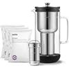 Aarke Purifier, caraffa filtrante in vetro e acciaio inox (2,4 L / 10 tazze) + confezione da 3 sacche di ricarica filtro Enriched