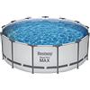 Bestway 5618W-5 Set Piscina Fuori Terra Steel Pro MAX Rotonda da 396x122 cm