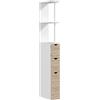 HOMCOM Mobile Colonna Bagno Salvaspazio con Armadietto, Ripiani e Cassetti, 15x33x136 cm, Colore Legno