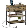 HOMCOM Tavolino da Divano con Cassetto e 2 Ripiani Stile Industriale, in Legno e Metallo, 60x30x66.5 cm, Nero e Marrone
