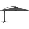 Outsunny Ombrellone da Giardino a Braccio 3.6x3.9 m Girevole a 360° e Inclinabile, Apertura a Manovella, Grigio