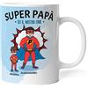 Caribu design Tazza personalizzata papà supereroe - idea regalo originale festa del papà/compleanno (Papà + Maschio)