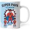 Caribu design Tazza personalizzata papà supereroe - idea regalo originale festa del papà/compleanno (Papà + 2 Figli Maschi)
