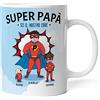 Caribu design Tazza personalizzata papà supereroe - idea regalo originale festa del papà/compleanno (Papà + Figlio + Cane)