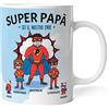 Caribu design Tazza personalizzata papà supereroe - idea regalo originale festa del papà/compleanno (Papà + Figlio + Figlia + Cane + Gatto)