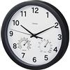 Hama - Orologio da parete Pure Plus, 25 cm, termometro, igrometro, movimento silenzioso, nero