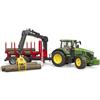Bruder John Deere 7R con Rimorchio Forestale e 4 Tronchi