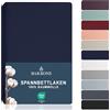 BARBONS - Lenzuola Una Piazza e Mezza Cotone 140x200 cm - Certificato Oeko-Tex, Con Angoli Morbido e Traspirante, Adatto per letto Copriletto, Facile da Lavare Lenzuolo 140 x 200 - Blu Marino