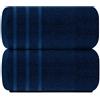 TEXTILESY Confezione da 2 teli da bagno super jumbo di alta qualità, 100% cotone pettinato egiziano, 100 x 200 cm, 600 g/m², asciugamani da bagno super morbidi (cotone, blu navy)