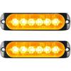 RIGIDON 2 x Ultra Thin 6 LED Lampada di Emergenza Strobo Ambra 12V 24V | Hazard Lampeggiante Luce, Stroboscopica Luce per Auto, Camion, Trattori, Rimorchi, Elevatori 4x4 Veicolo, Senza interruttore