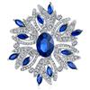 Bling Jewelry Grande Dichiarazione Stile Vintage Fiore Di Cristallo Simulato Blu Zaffiro Cristallo Spilla Per Le Donne Per La Madre Placcato Argento