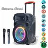 Extreme Sound CASSA PORTATILE Ricaricabile TROLLEY AMPLIFICATA 1500Watt BLUETOOTH RADIO FM USB