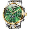 OLEVS Orologio automatico (non richiede batteria), orologio da polso da uomo, meccanico a carica automatica, alla moda, classico, con tourbillon, quadrante nero, blu, verde, cinturino regolabile