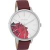 Oozoo Orologio da donna con cinturino in pelle, 42 mm, fiore rosso scuro C9741, cinghia