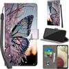 PHINIENLAND Cover per Samsung Galaxy A12 / M12 / F12 Case PU Pelle Custodia [Kickstand] [Chiusura magnetica] [Slot per Schede], Portafoglio Flip Custodia per Samsung A12,Farfalla