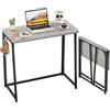 WOHOMO Tavolo Pieghevole Piccolo, 80 cm, Scrivania per Piccoli Spazi, Tavolo Pieghevole per Ufficio Domestico, Grigio
