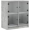 vidaXL Mobile con Ante in Vetro Grigio Cemento 68x37x75,5 cm