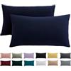 Beqnat Set di 2 federe per cuscino, 40 x 80, 40 x 80 cm, blu, per cuscino, 100% microfibra, non necessita di stiratura e senza pieghe con chiusura lampo