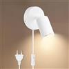 KUWUNG Applique da Parete Interno, GU10 Applique Camera da Letto con Spina e Interruttore, 350° Ruotabile Lampada da Parete, 10W Applique Parete Interno per Camera da Letto,Soggiorno (Senza lampadina)