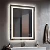 LUVODI Specchio LED da Bagno: Retroilluminato + Frontale Luce 50x70cm Specchio Rettangolare LED Luce Bagno Trucco, 3 Touch Dimmerabile, Antiappanamento, Funzione Memoria IP56, Orizzontale Verticale