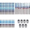 SainSmart Genmitsu Nano Blue Coat Fresa CNC Router Bits Essential Kit 3 scatole di punte per fresa (30 bit) e 1 cartone ER11 set di pinze a molla