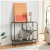 [en.casa] Consolle Rettangolare in Acciaio con 2 Piani e un Ripiano Tavolo Stretto Mobile Espositore per Ingresso Corridoio Soggiorno 91,5 x 33 x 80,5 cm - Nero Opaco