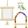 CHROMACRAFT Mini Specchio da 1 Pezzo E Mini Altalena da 1 Pezzo, Giocattolo per Uccelli, Giocattolo Creativo per Animali, Forniture per Uccelli