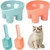 Mulaibdin 4 Pezzi Ciotole per Gatti, Ciotola per Gatti Rialzate con Paletta per Cibo, Ciotola Gatto Acqua Inclinata di 15°, Ciotole per Cani Rialzate, Anti Vomito Ciotole Gatto Plastica(Rosa/Blu)
