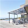 DEGHI Pergola estensibile 4x3,5 m in alluminio grafite con tetto in policarbonato - Jeffrey